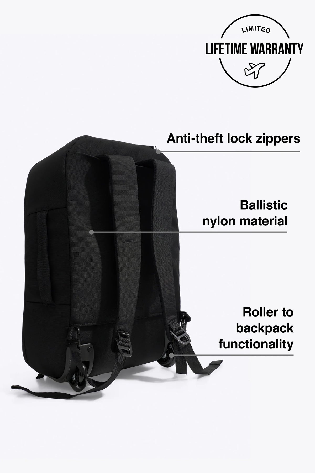 The Pro Rolling Backpack in Black